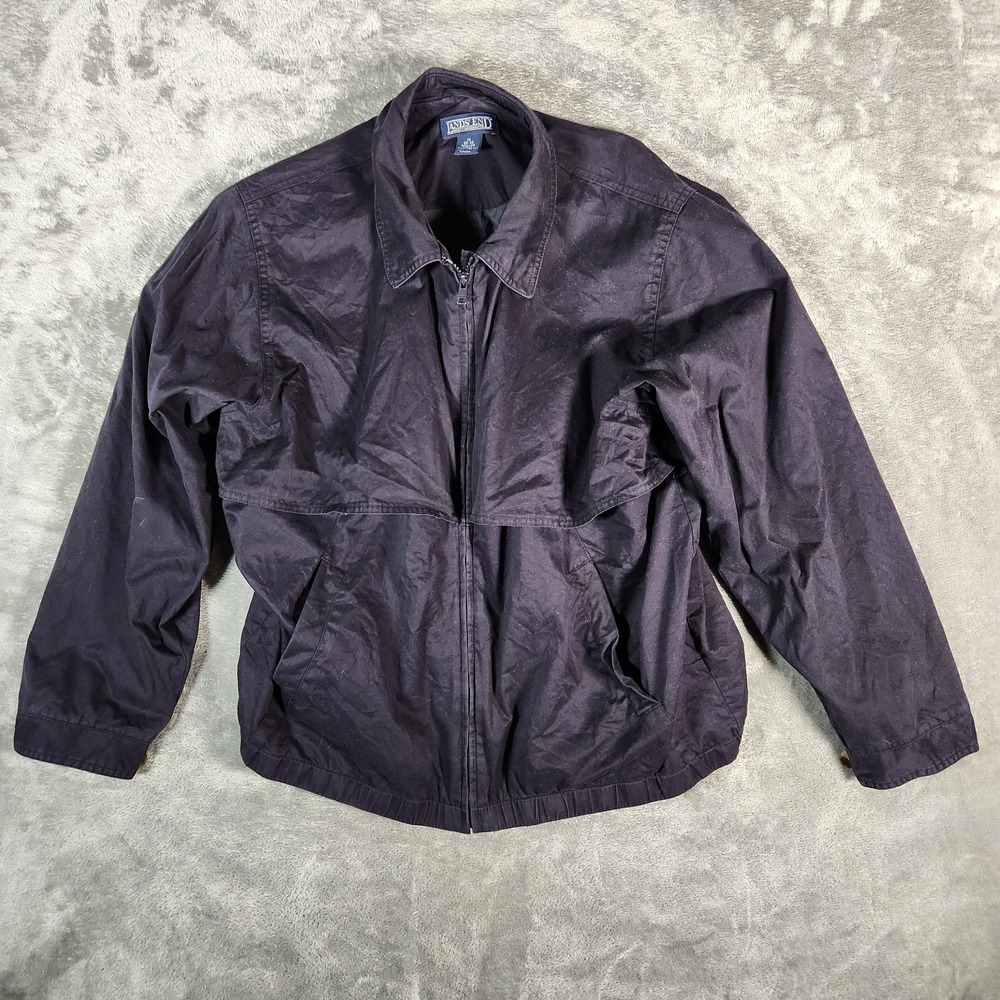 Lands' End Women's M Medium 10-12 Navy Blue Waterproof Rain Coat Jacket Cotton